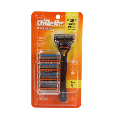 Gillette Fusion5 Men's Razor with 5 Razor Blade Refills: Face Use, Reusable