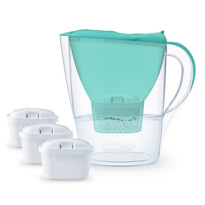 Aqualogis Harmony 2,6L Filterkanne Grün Set mit 3x PURE+ Wasserfilterkartuschen