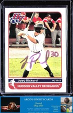 2012 Grandstand Hudson Valley Renegades *Joey Rickard **Card #** AUTO (RC)