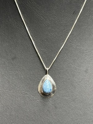 925 Sterling Silver And Sodalite Pendant  Necklace
