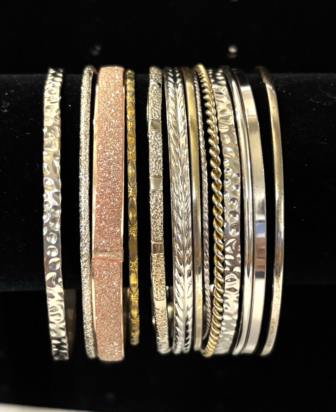 Stackable Gold & Silver Tone Bangle Bracelet Set … - image 1