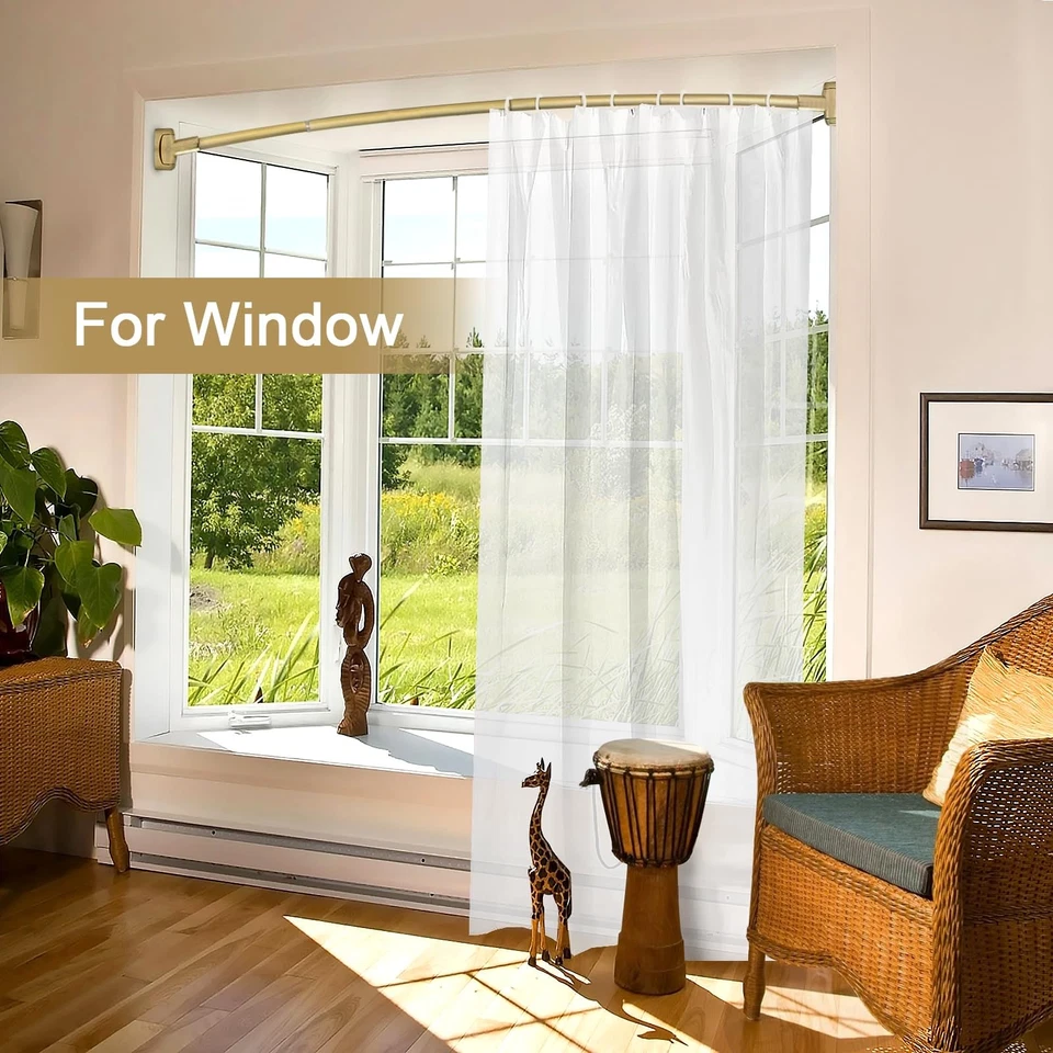 Varilla de ducha expandible, dorada, diseño curvo, a prueba de óxido, antideslizante, se requiere taladro Foto 2 de 4