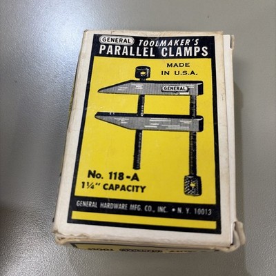 Vintage NOS General Tools No. 118-A Toolmaker's Parallel Clamp, 1-3/4'' Capacity
