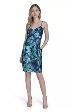 Eliza J Women's Jacquard Floral Green pockets Sleeveless Dress Size 2, MSRP:158$