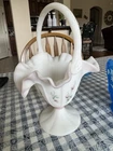 Fenton Art Glass Hand Painted Victorian Rose Basket By A. Farley