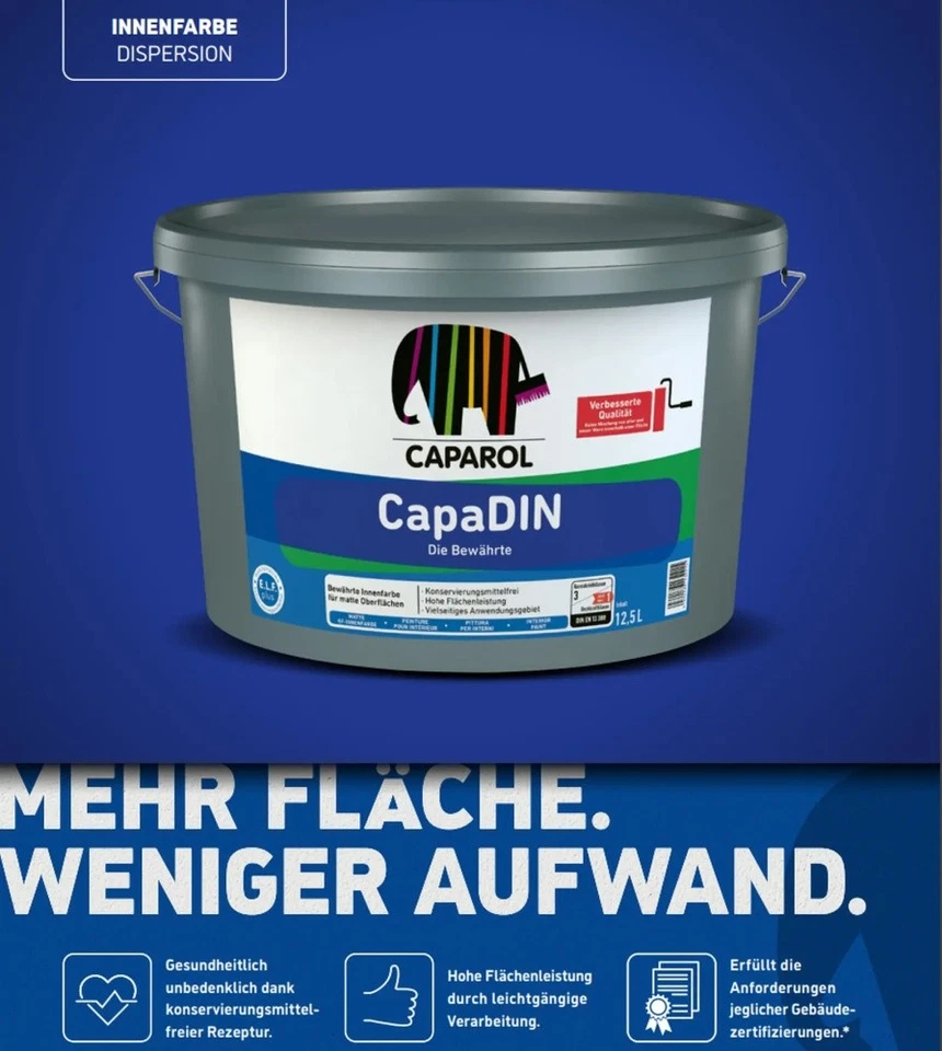 Caparol CapaDin 12,5L Innenfarbe Wandfarbe weiß oder altweiß - Bild 2 von 4