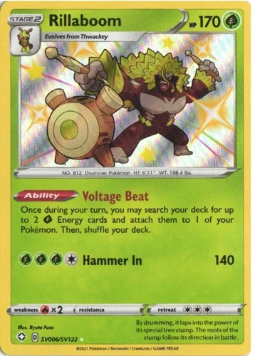 Rillaboom Holofoil Shiny Holo Rare Shining Fates: Shiny Vault SV006/SV122 NM