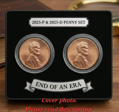 #ad 2025 P amp; D LINCOLN SHEILD CENT SET OF 2 UNCIRCULATED An End of an ERA $4.75
