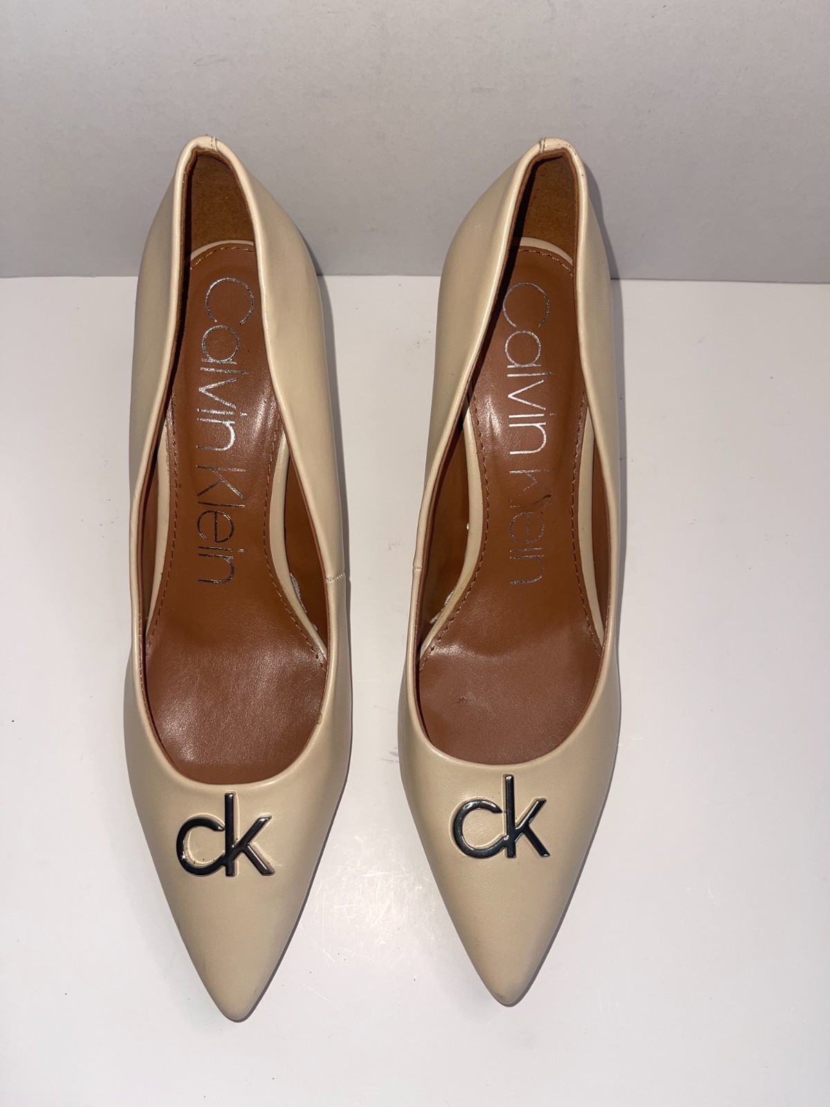 Women's Calvin Klein Dolly Pumps –Elegant Style in Light Natural Beige -Size 11M image 7