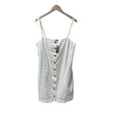 NEW J. Crew Claudia Sleeveless Button Front Linen Mini Dress White Large TALL