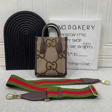 Gucci Mini GG Tote Canvas Beige Brown Handbag Crossbody GHW
