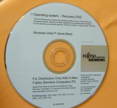 Windows Vista Home Rescue DVD Key mehrsprachig