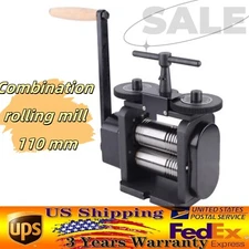 110mm Manual Rolling Mill Machine Wire Flat Pattern Sheet Metal Jewelry Tool US