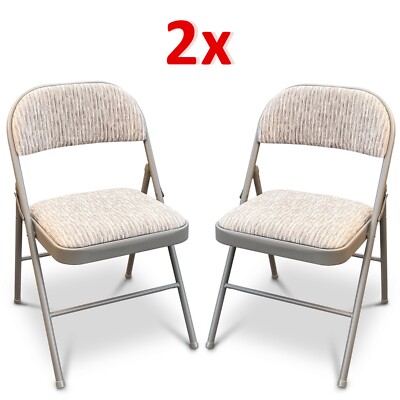 Deluxe Fabric Padded Folding Chair, Steel, Grey, 300 Lbs. Weight Capacity
