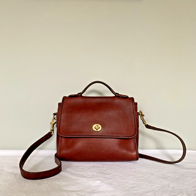 バッグ 54 coach vintage shoulder red brown 9870 Rare Bordeaux Coach Vintage Court Bag 9870 Crossbody bag Leather