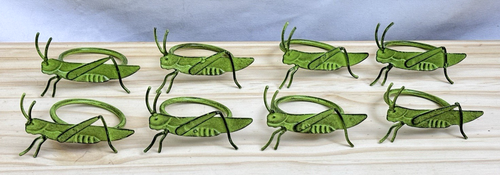 Pier 1 Imports Metal Green Grasshopper Napkin Rings Set Of 8 - Picture 2 of 5