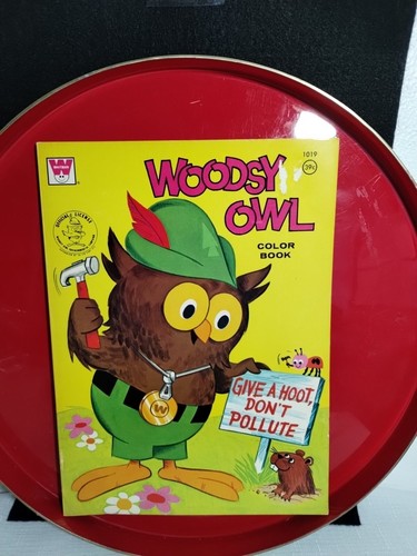 1973 Woodsy Owl Whitman Coloring Book Minimal Use - 8 Pages Colored