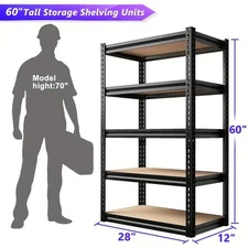 5-Tier Heavy Duty Metal Shelving Unit Garage Shelves Utility Rack Adjustable