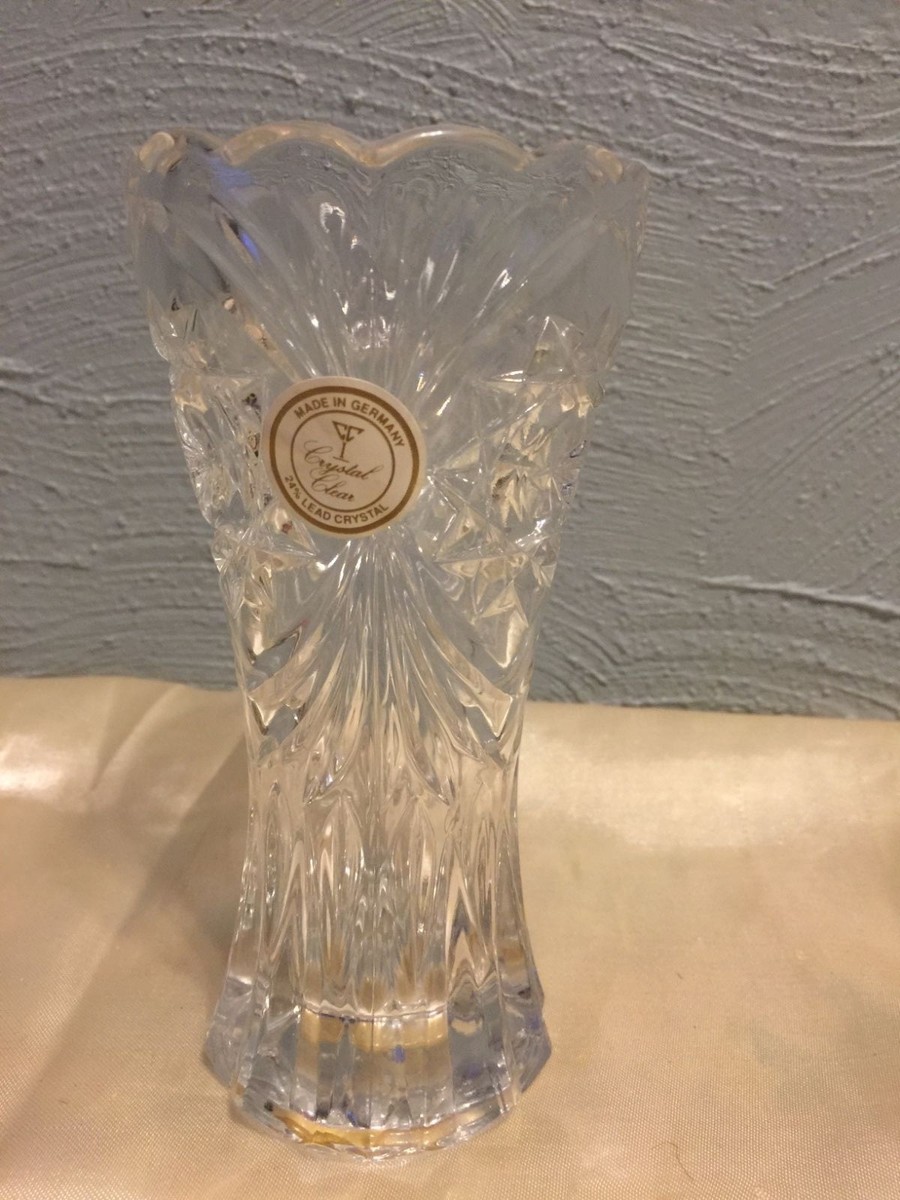 CREART ITALY CRYSTAL24% LEAD 花器 クリスタル Block 24% Full Lead Crystal Flower Flora Bud Stem Vase Tulip