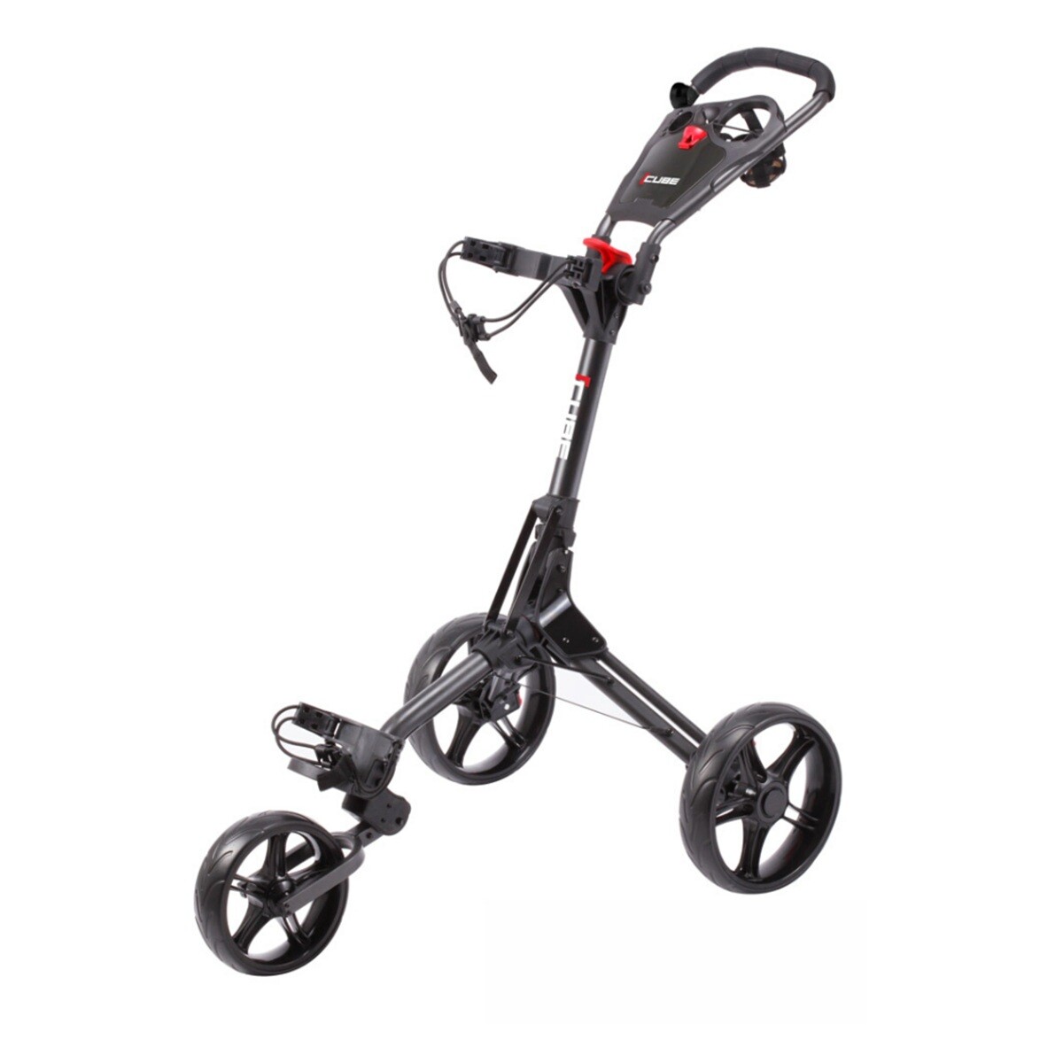 Skymax Cube Golf Trolley 3-Wheel Push Cart - Charcoal / Black - FREE Accessories