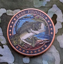 2025 1oz .999 Copper Colorized “Bass Fishing” Coin NEW-LIMITED EDITION