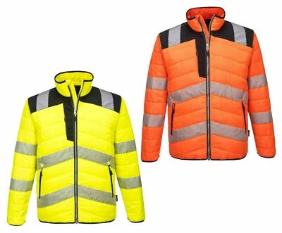 Hi Vis Jacket Fully lined padded Orange or Yellow Baffle top coat Portwest PW371