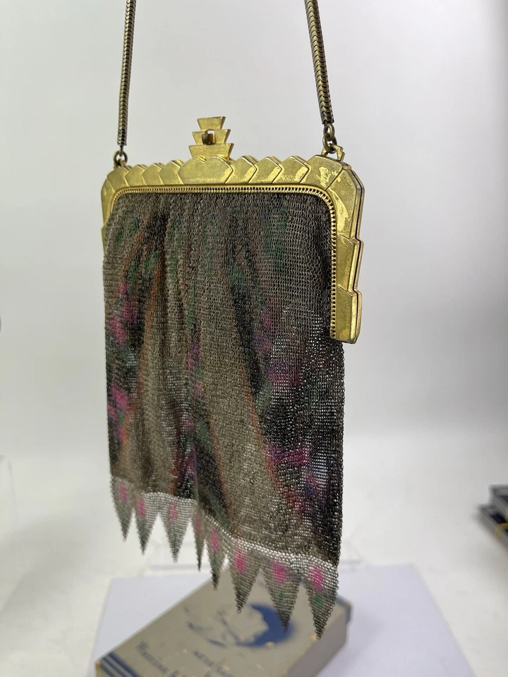 Antiker Art Deco Wittling Davis Dresden Mehrfarbig Top Zustand  Geldbörse mit Box - Bild 3 von 4