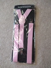 Unisex Pink Suspenders Clip-on Elastic Y-Shape Adjustable Braces Party Costume