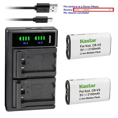 Kastar Battery LTD2 Charger for Kodak CRV3 EasyShare C653 ZOOM C663 C703 C743