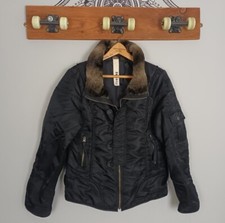 Vintage Retro 90s 80s Firetrap Aviator Fur Trim Collar Festival Coat Jacket