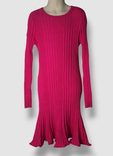 $326 Milly Minis Kid's Girl's Pink Ribbed Crewneck Fit-and-Flare Dress Size 12 - 第 1/3 張圖片
