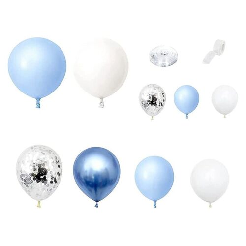 Ballons air bleu guirlande jeu d'arc 107 pièces bleu blanc argent ballon A2G1 - Photo 1/8