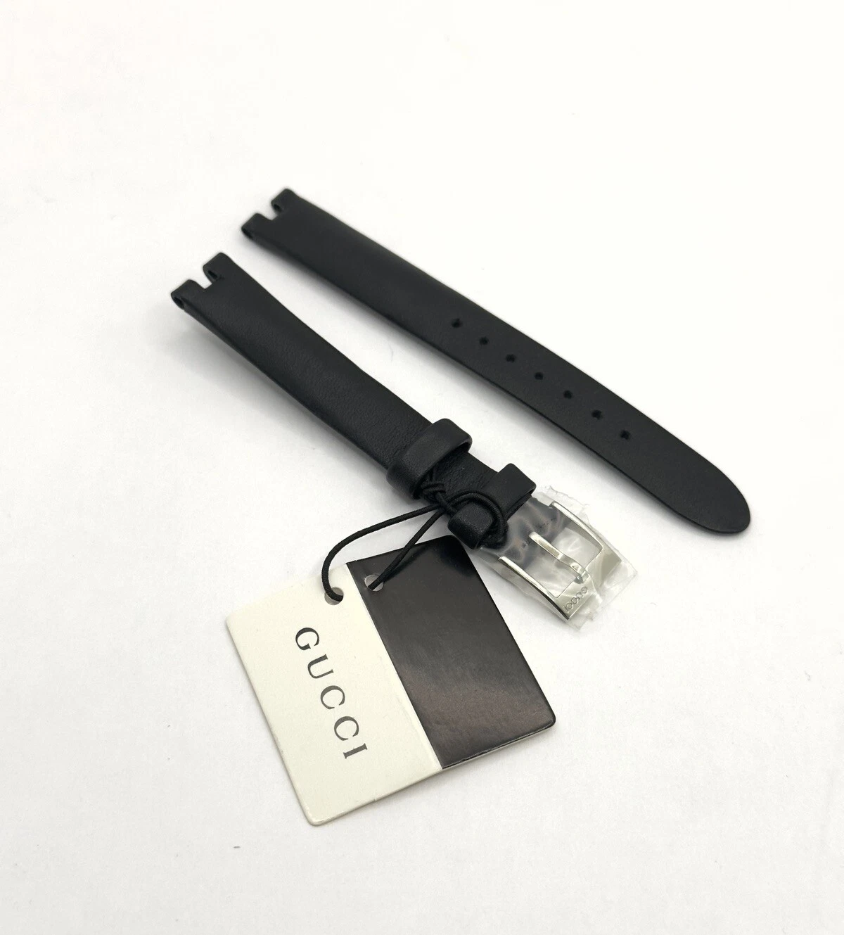 Bracelet en cuir noir véritable Gucci 12 mm pour montre femme YA141508 Diamantissima
