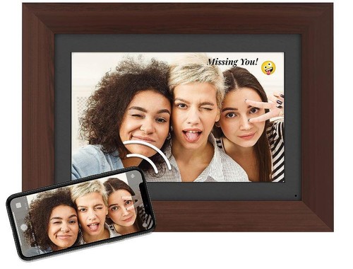 Brookstone FSM010ESB 10" PhotoShare Digital Frame Brown - Picture 2 of 2