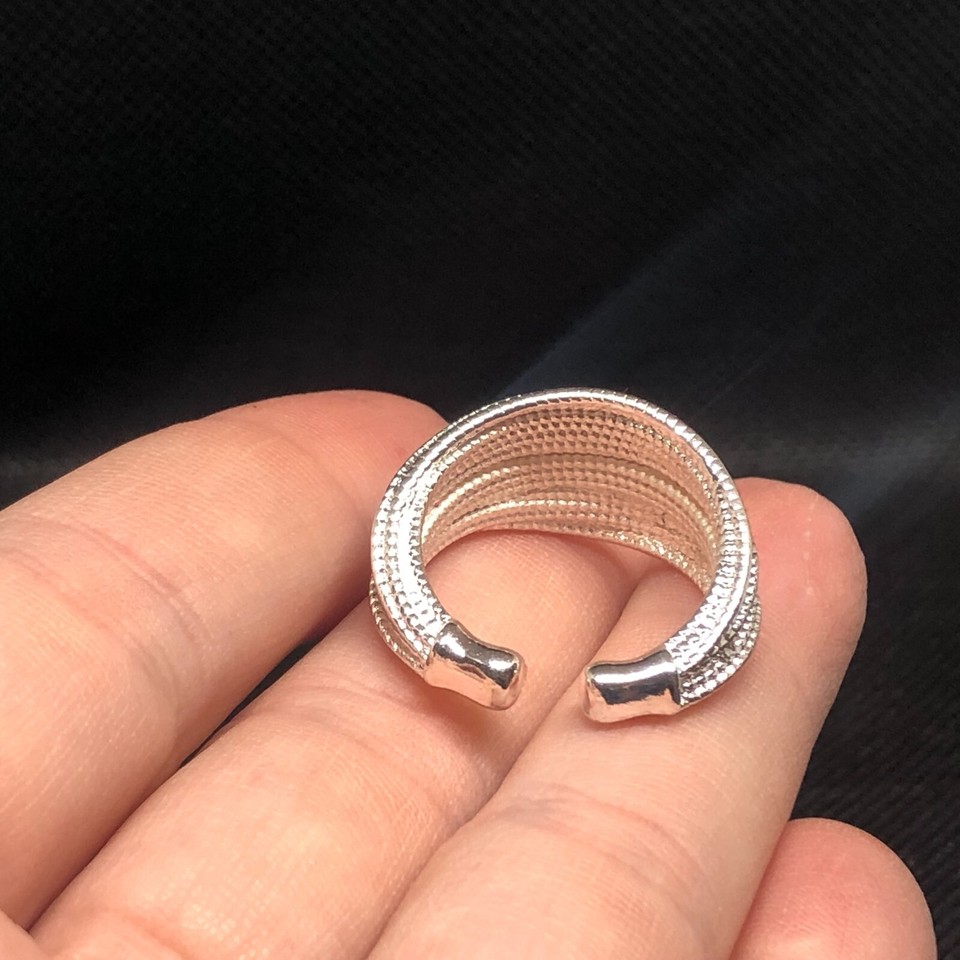 Vintage Sterlingsilber Blumenmuster Verstellbar Löffel Ring