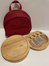 Gemline Portable Charcuterie Board w/Knives Picnic Carrying Case