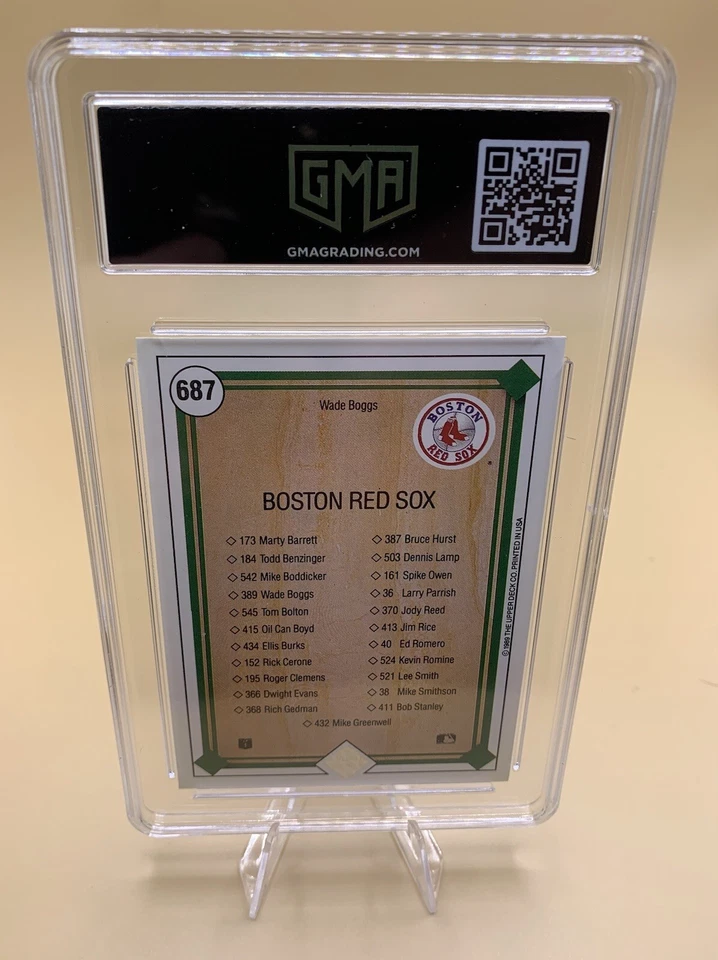1989 Upper Deck - #687 Wade Boggs/Red Sox Team Card GMA 10 Gem Mint - Image 2 of 2