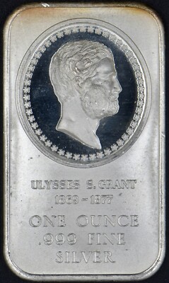 1 oz .999 Fine Silver Art Bar - Ulysses S. Grant - Madison Mint