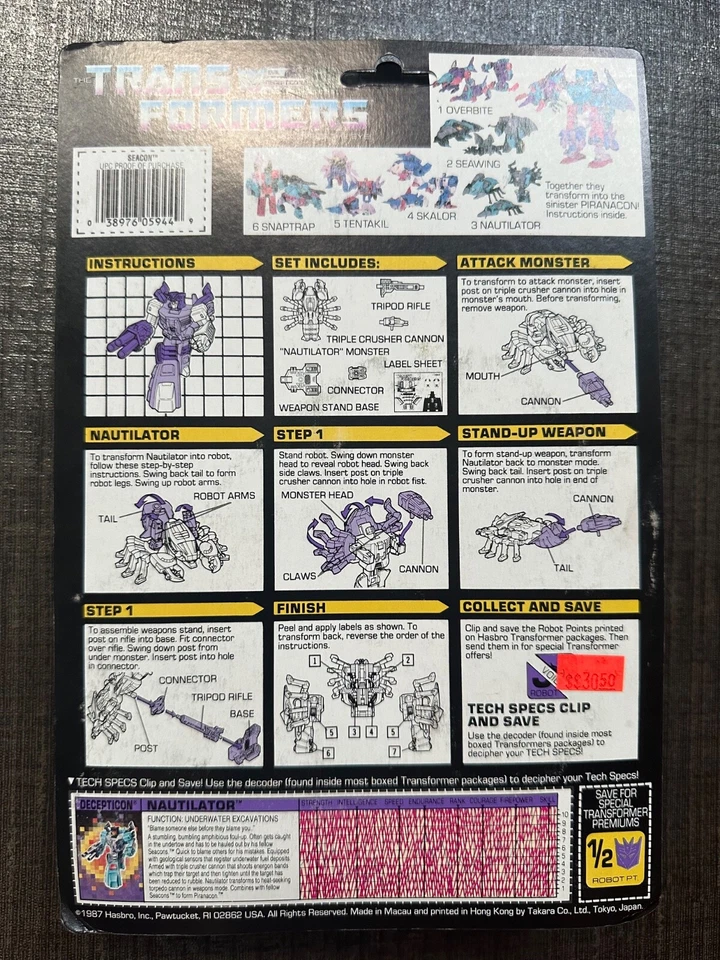 G1 Hasbro Takara Transformer Seacon Nautilator SE3 MOC Resealed Unused! - Image 2 of 4