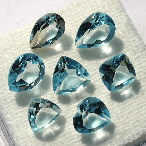 VVS 7 Pcs Natural Blue Topaz Untreated 7.1mm-9.4mm Mix Faceted Cut Gemstones Lot - Picture 9 of 12