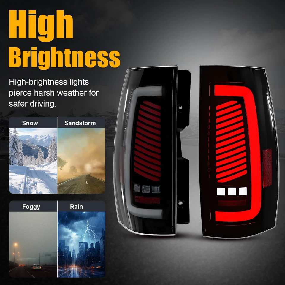 Luces traseras LED ahumadas para Chevy Suburban Tahoe 2007-2014 GMC Yukon 2007-2013 Foto 3 de 4