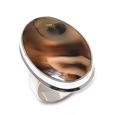 Montana Agate Gemstone Handmade 925 Sterling Silver Jewelry Ring Size 8 B520