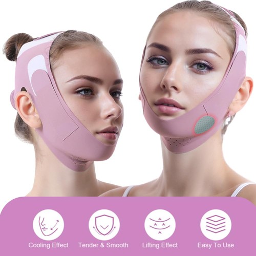 Masque minceur visage mentonnière ligne V graphène mâchoire lilas sommeil moyen - Photo 9/9
