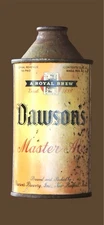 1930s DAWSON'S MASTER ALE IRTP BEER CAN 12x8in Metal Sign BREWERY NEW BEDFORD 9