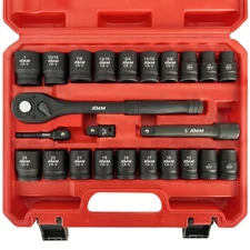 1/2" Drive Master Impact Socket Set, 24-Piece Shallow Standard SAE (7/16-Inch...