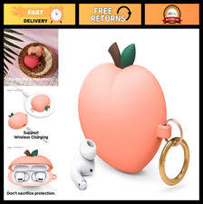 3D Cute Peach AirPods Pro Case Cover with Keychain, Wireless Charging Compatible