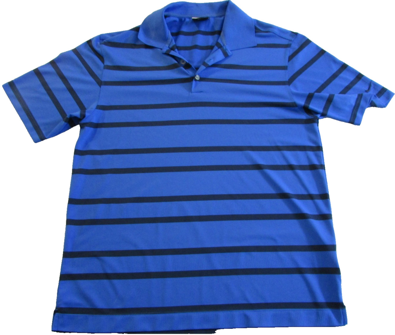 Nike Blue Striped Dri-Fit Golf Polo Shirt Medium thumbnail 2