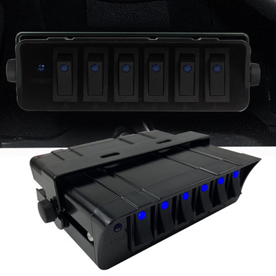 6 Gang Rocker Switch Box SPST On/Off Rocker Toggle Switch Panel 30Amp Max 12 AWG
