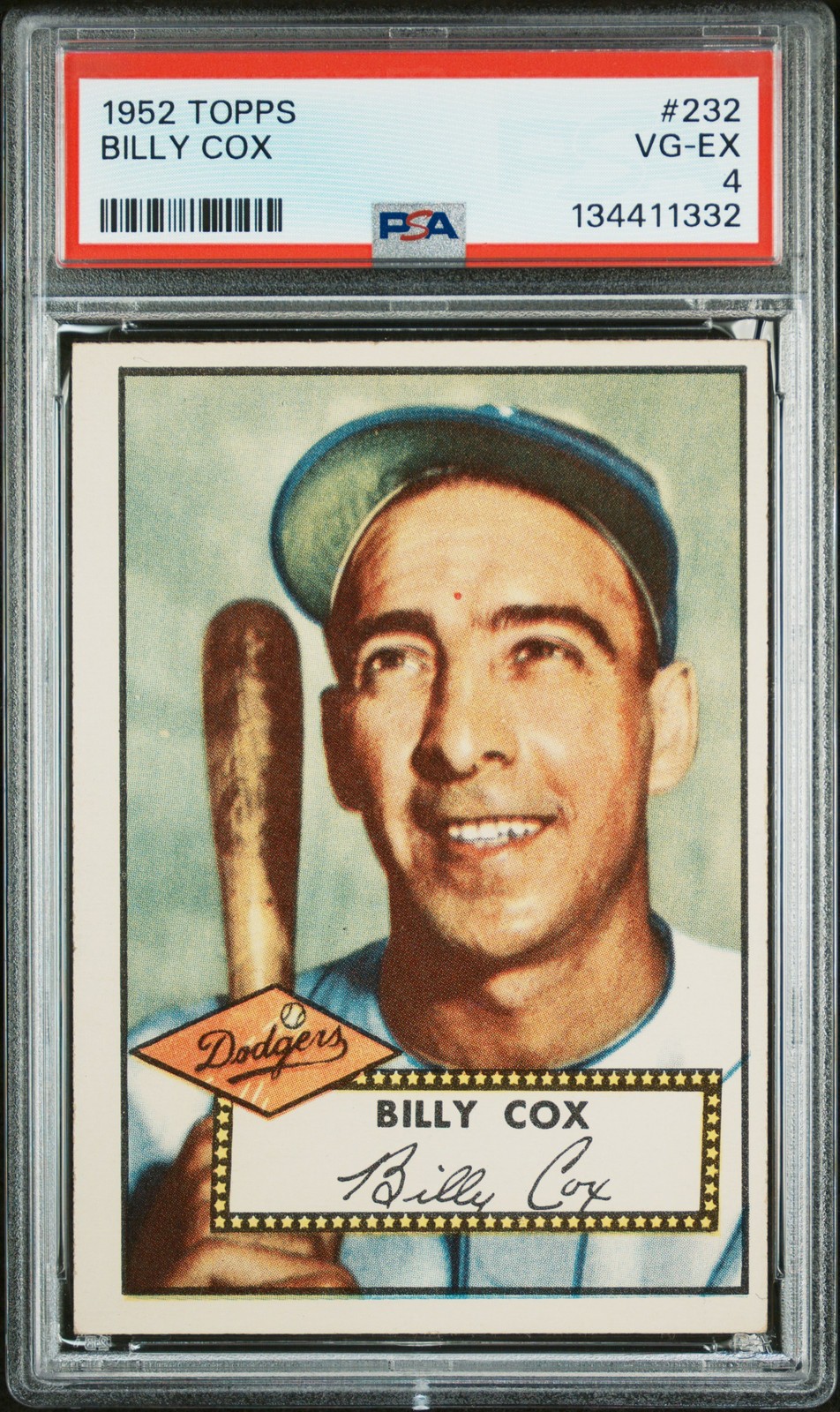 1952 TOPPS #232 BILLY COX PSA 4