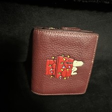 Coach X Peanuts Snap Wallet With Snoopy Lights Motif Free Fast Shipping